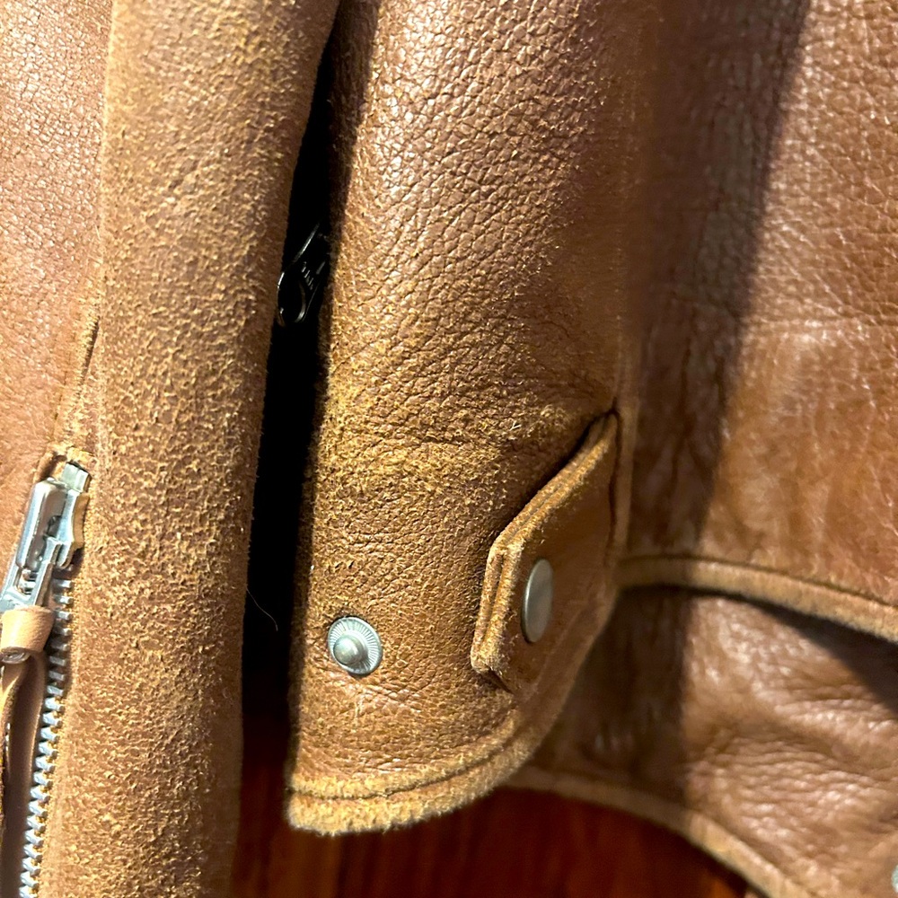 GUC brown leather jacket silk lined - Picture 14 of 15